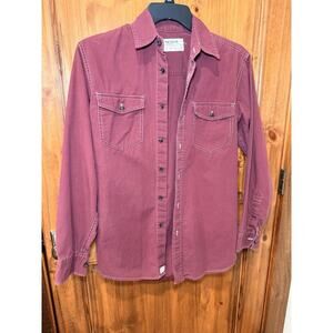 Vintage Wrangler Jeans Co Burgundy Wine Shirt Size Small Buttons